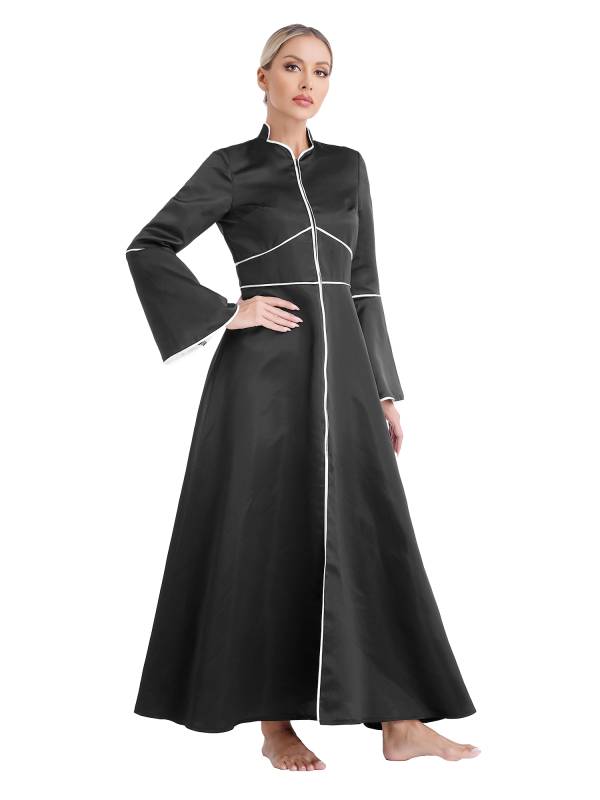 Women Church Clergy Robe Long Sleeves A-Line Maxi Worship Dance Dress thumb