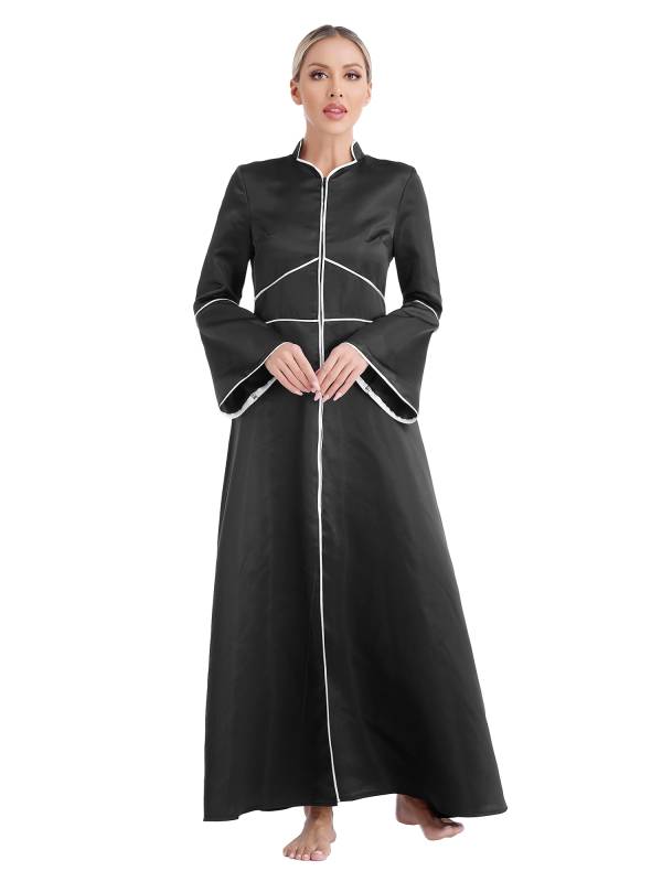 Women Church Clergy Robe Long Sleeves A-Line Maxi Worship Dance Dress thumb