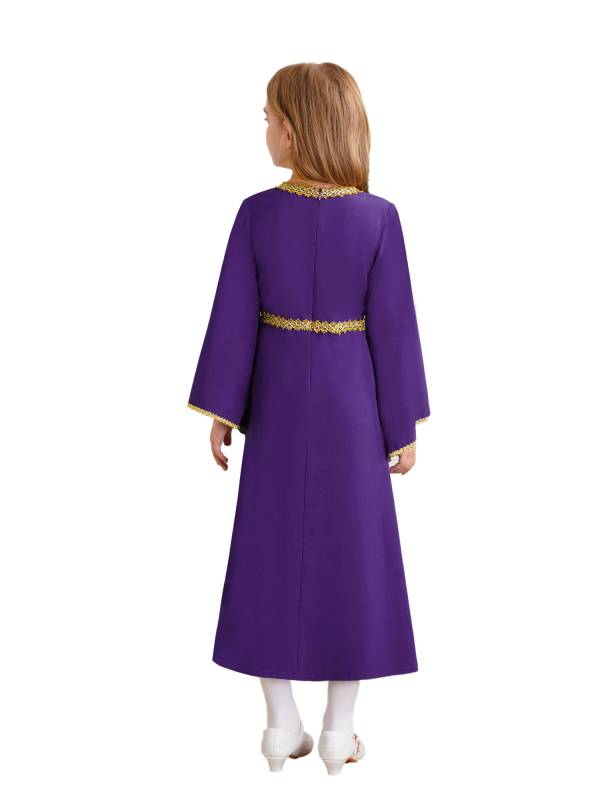 Kids Girls Long Sleeve Square Neck Medieval Renaissance Princess Dress thumb