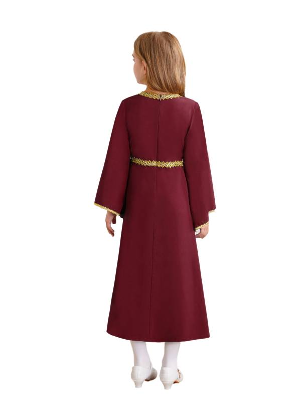 Kids Girls Long Sleeve Square Neck Medieval Renaissance Princess Dress thumb