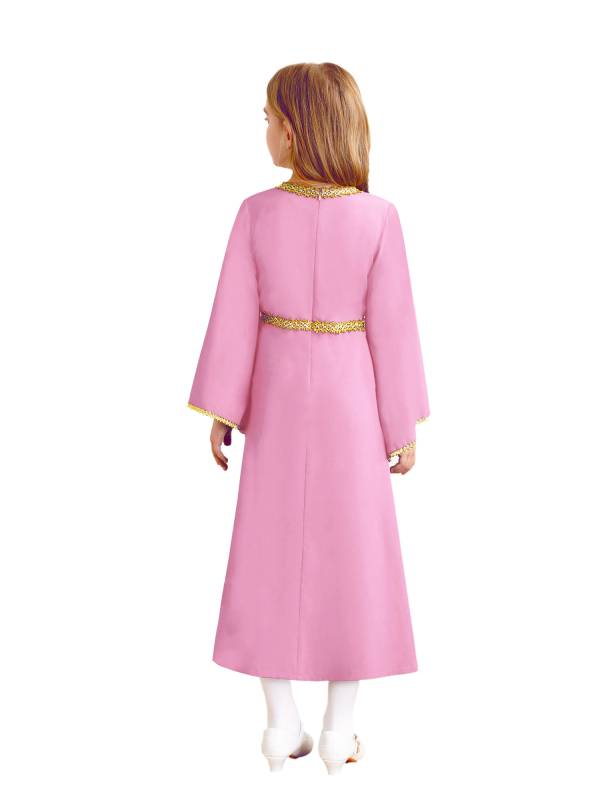 Kids Girls Long Sleeve Square Neck Medieval Renaissance Princess Dress thumb