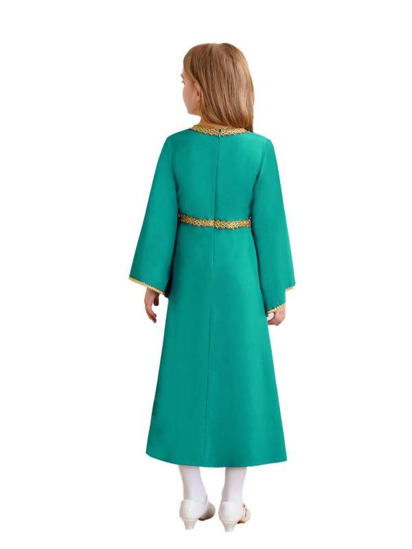 Kids Girls Long Sleeve Square Neck Medieval Renaissance Princess Dress thumb