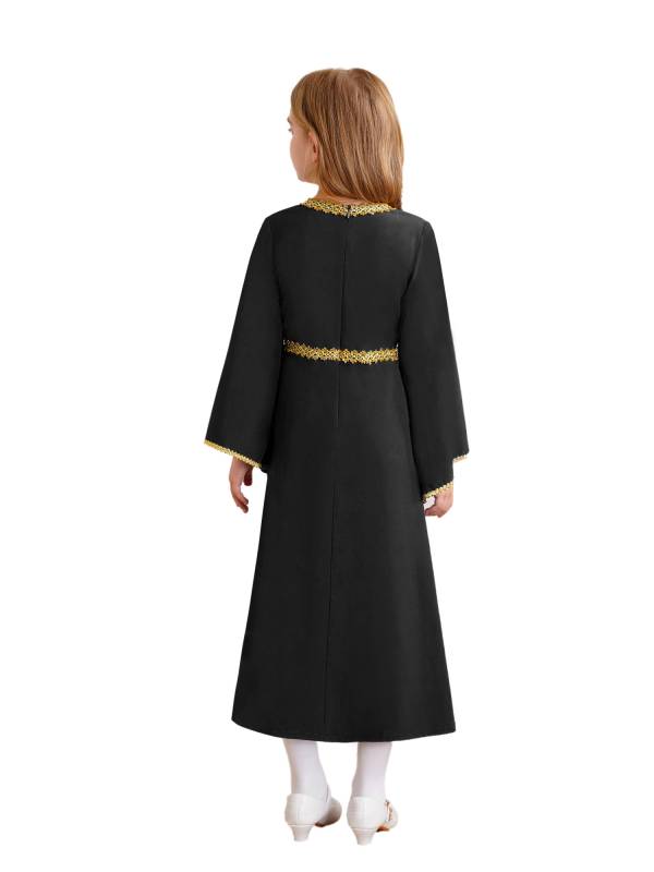 Kids Girls Long Sleeve Square Neck Medieval Renaissance Princess Dress thumb