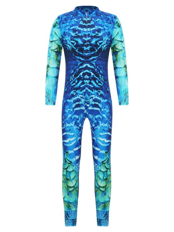 Girls Long Sleeve Skeleton Print Front Zipper Halloween Costume Jumpsuit thumb