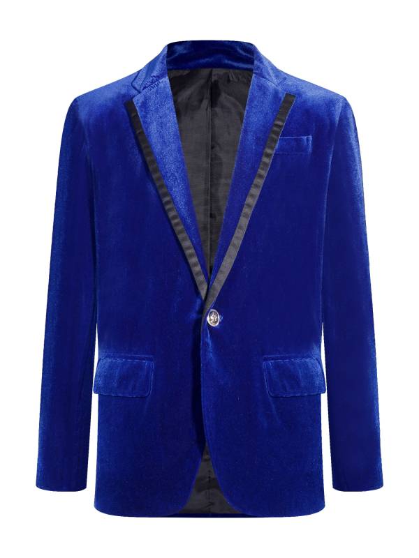 Kids Boys Long Sleeve Velvet One Button Prom Tuxedo Blazer thumb