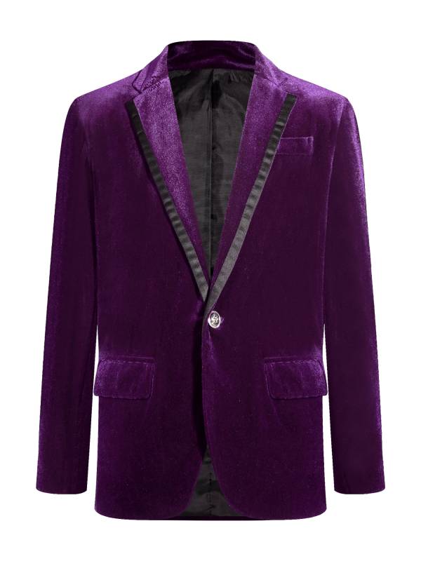 Kids Boys Long Sleeve Velvet One Button Prom Tuxedo Blazer thumb