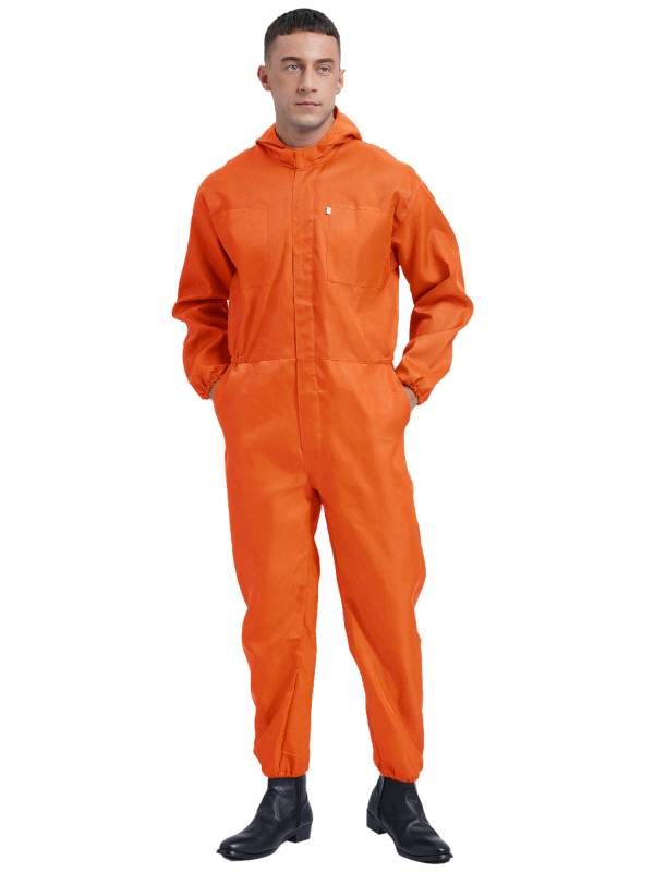 Men Dustproof Long Sleeve Front Zipper Overalls Jumpsuit thumb