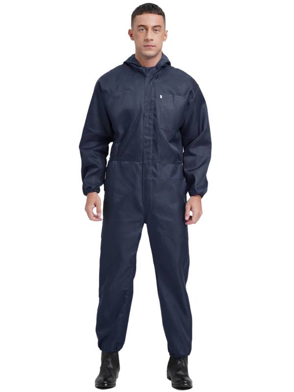 Men Dustproof Long Sleeve Front Zipper Overalls Jumpsuit thumb