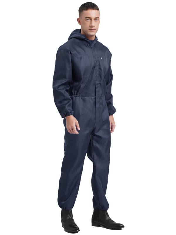 Men Dustproof Long Sleeve Front Zipper Overalls Jumpsuit thumb