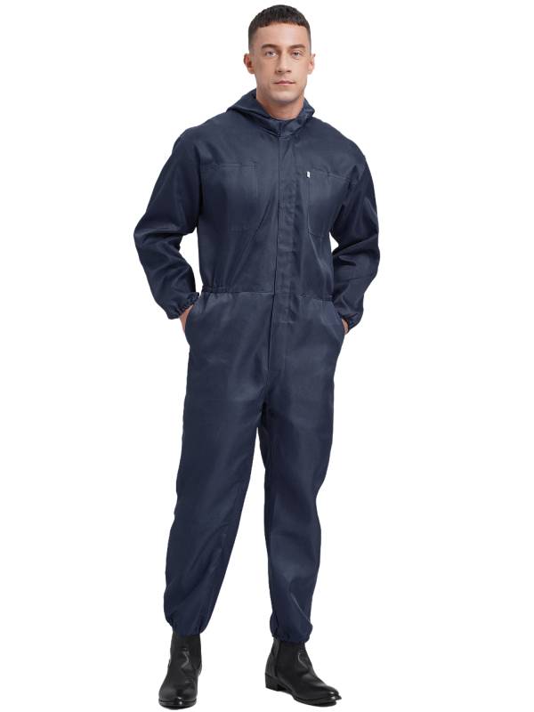 Men Dustproof Long Sleeve Front Zipper Overalls Jumpsuit thumb