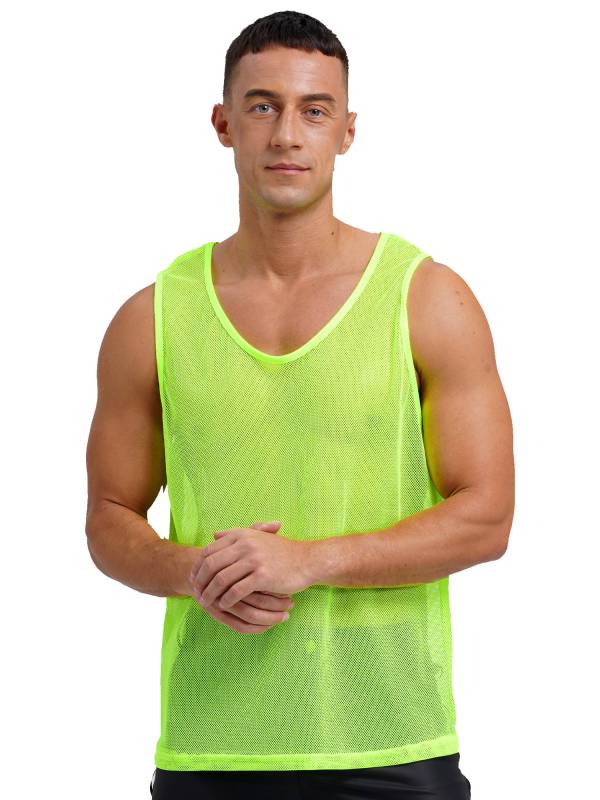 Men Hollow Out Mesh Round Neck Sleeveless Training Tank Top thumb