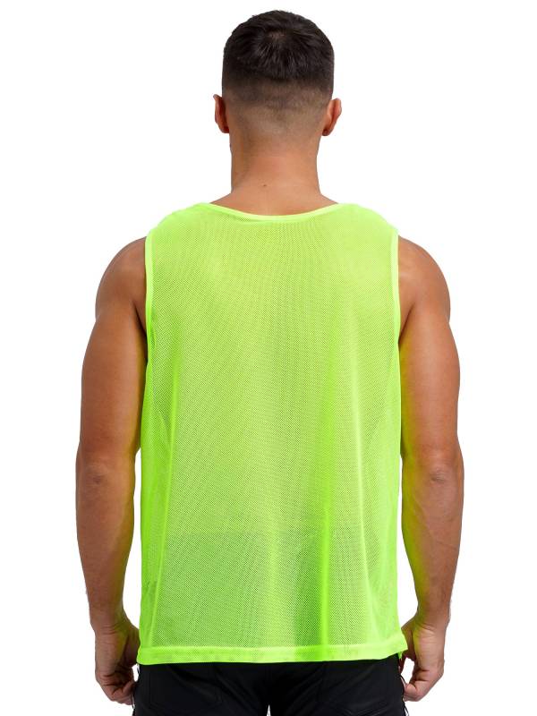 Men Hollow Out Mesh Round Neck Sleeveless Training Tank Top thumb