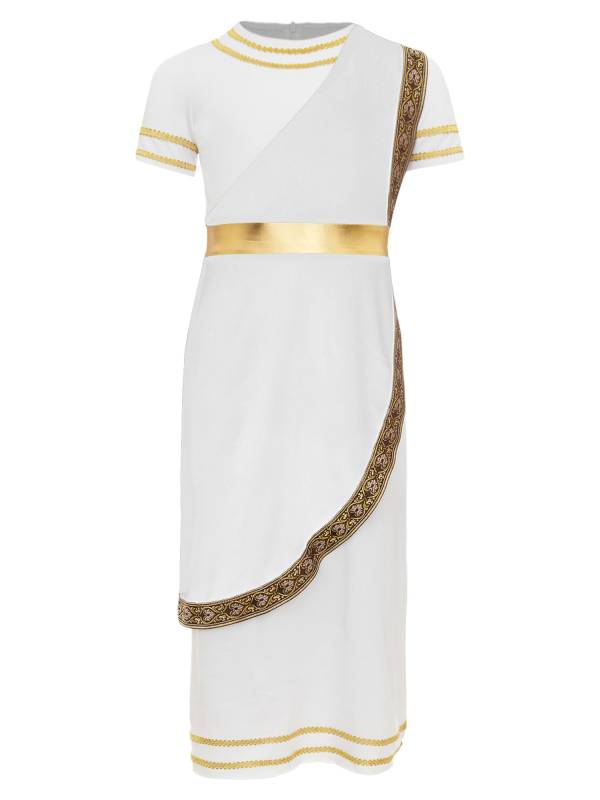 Kids Boys Short Sleeve Asymmetric Ancient Roman Toga Costume Dress thumb