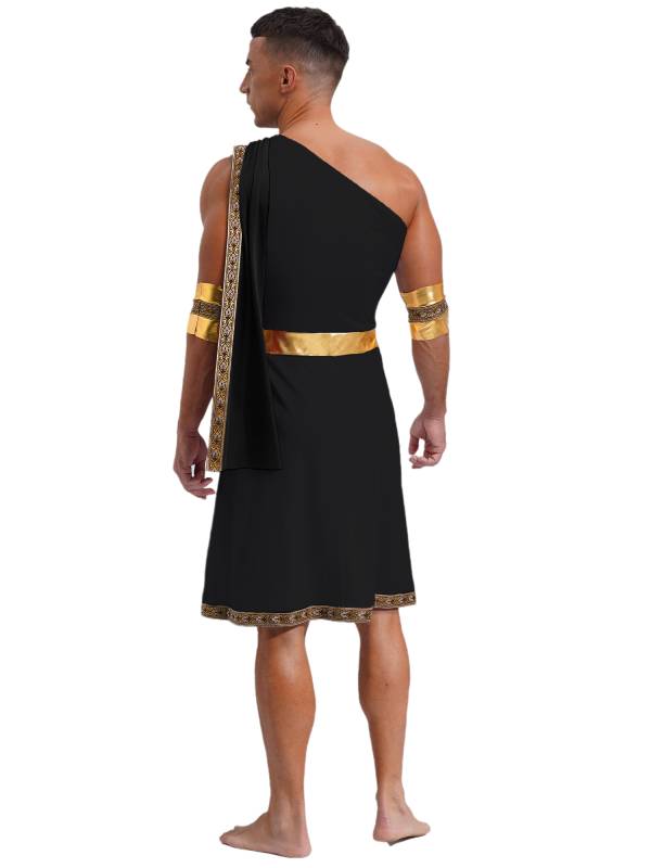 Men One Shoulder Embroidered Sleeveless Greek Toga Robe for Halloween thumb