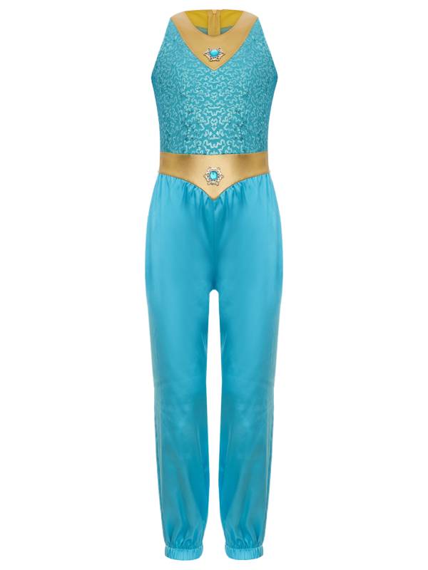 Girls Arabian Princess Costume One-piece Sleeveless Sequins Jumpsuit thumb