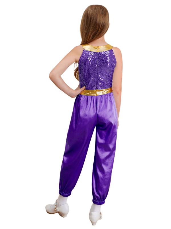 Girls Arabian Princess Costume One-piece Sleeveless Sequins Jumpsuit thumb