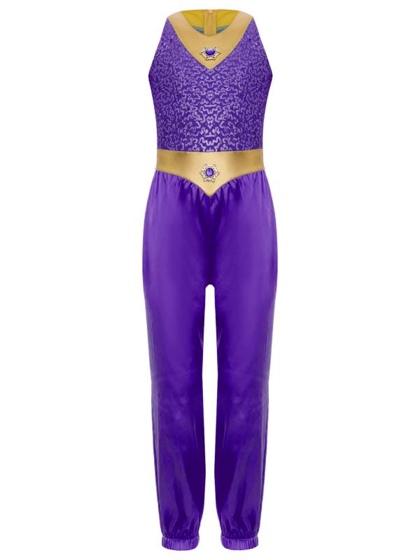 Girls Arabian Princess Costume One-piece Sleeveless Sequins Jumpsuit thumb