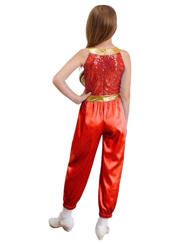 Girls Arabian Princess Costume One-piece Sleeveless Sequins Jumpsuit thumb