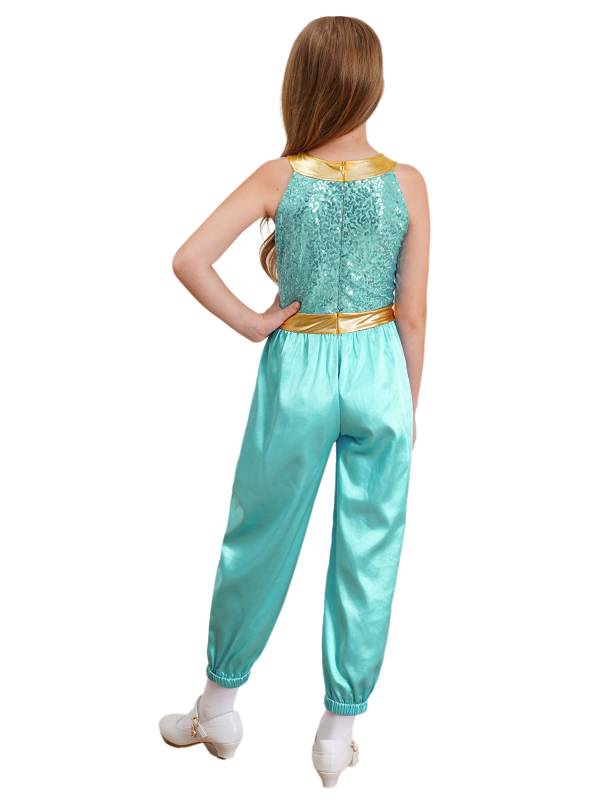 Girls Arabian Princess Costume One-piece Sleeveless Sequins Jumpsuit thumb