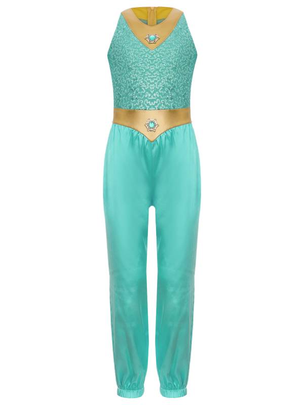 Girls Arabian Princess Costume One-piece Sleeveless Sequins Jumpsuit thumb