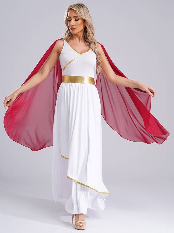 Women V Neck Sleeveless Toga Greek Goddess Costume Maxi Dress thumb