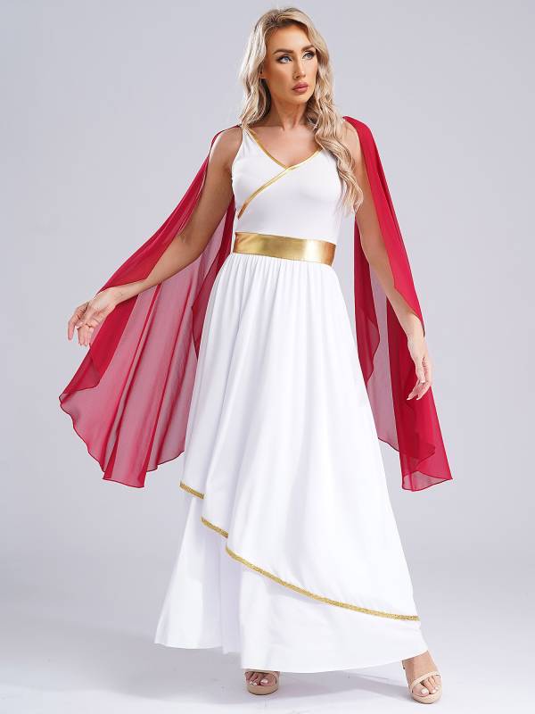 Women V Neck Sleeveless Toga Greek Goddess Costume Maxi Dress thumb