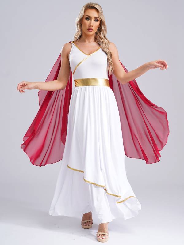 Women V Neck Sleeveless Toga Greek Goddess Costume Maxi Dress thumb