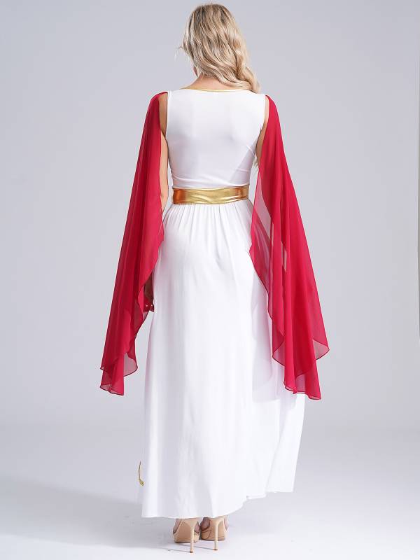 Women V Neck Sleeveless Toga Greek Goddess Costume Maxi Dress thumb