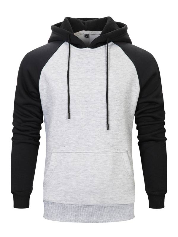 Men Long Sleeve Colorblock Hooded Pullover Sweatshirt for Workout thumb