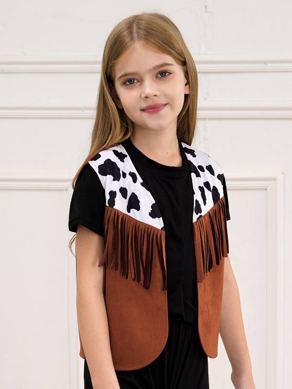 Kids Cowboy Cowgirl Costume Sleeveless Fringe Vest thumb