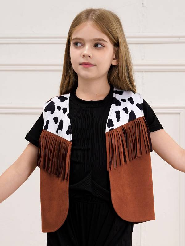 Kids Cowboy Cowgirl Costume Sleeveless Fringe Vest thumb