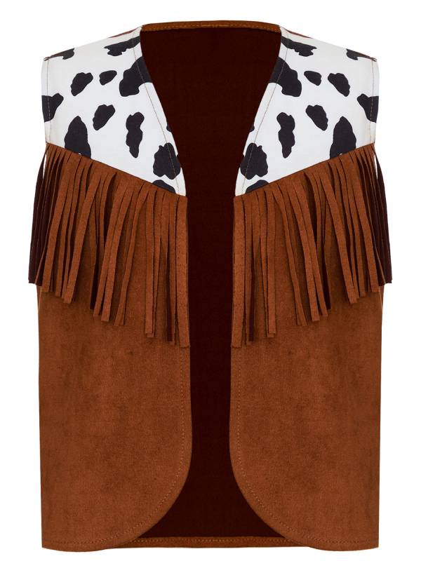 Kids Cowboy Cowgirl Costume Sleeveless Fringe Vest thumb