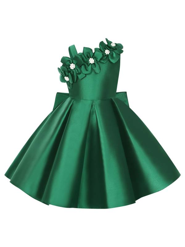 Toddler Girls Flower Girl Party Gown Sleeveless Applique Bowknot Dress thumb