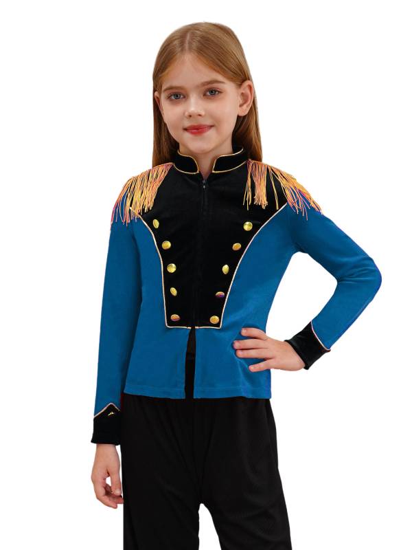 Kids Halloween Circus Ringmaster Costume Long Sleeve Tassel Velvet Jacket thumb