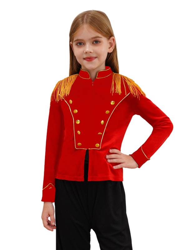 Kids Halloween Circus Ringmaster Costume Long Sleeve Tassel Velvet Jacket thumb