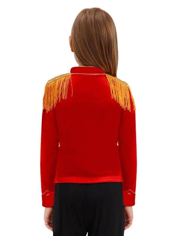 Kids Halloween Circus Ringmaster Costume Long Sleeve Tassel Velvet Jacket thumb