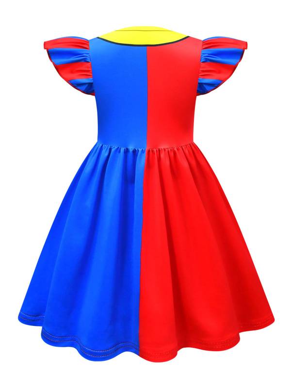 Kids Girls Halloween Cartoon Character Circus Costume Colorblock Dress thumb