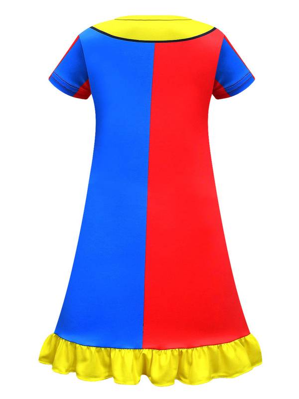 Kids Girls Halloween Cartoon Character Circus Costume Colorblock Dress thumb