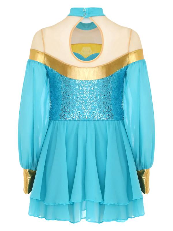 Girls Lantern Sleeve Sequins Tulle Dress Arabian Princess Costume thumb