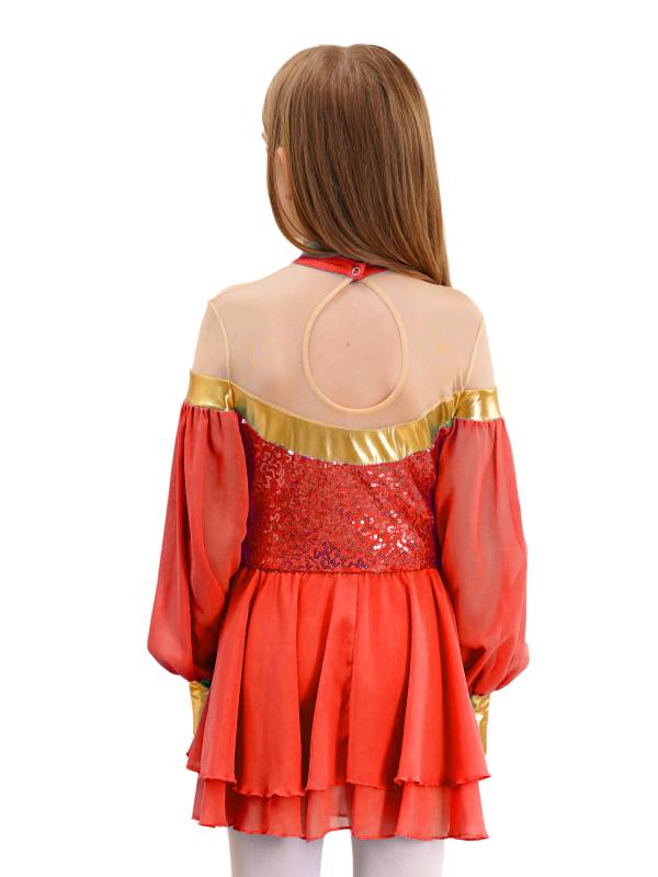 Girls Lantern Sleeve Sequins Tulle Dress Arabian Princess Costume thumb