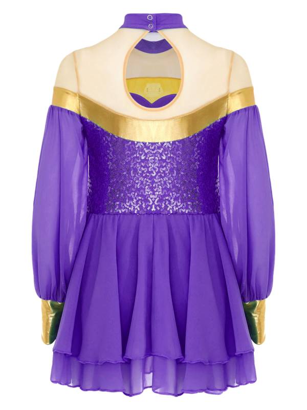 Girls Lantern Sleeve Sequins Tulle Dress Arabian Princess Costume thumb