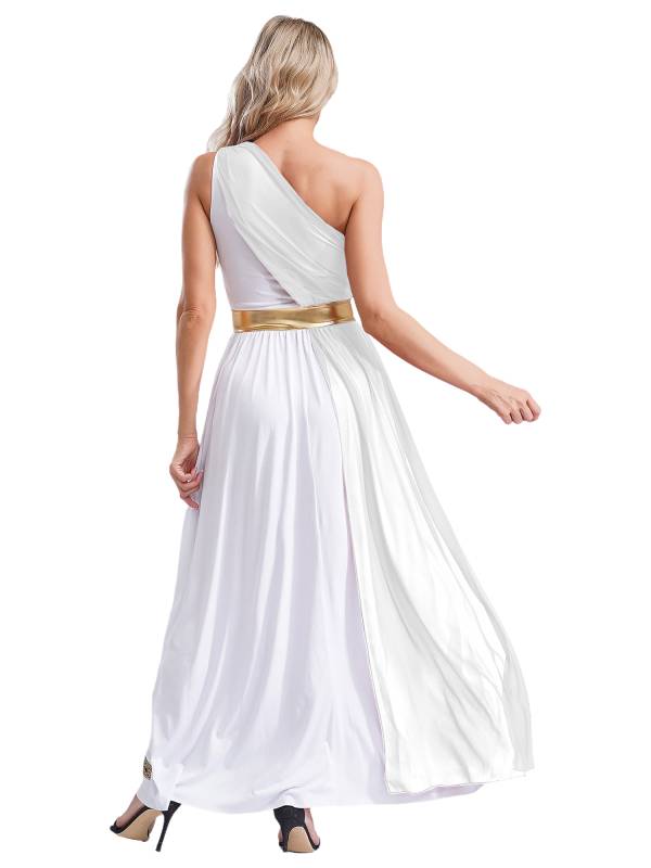 Women One Shoulder Chiffon Overlay Toga Greek Goddess Costume Dress thumb