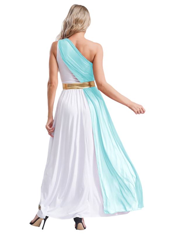 Women One Shoulder Chiffon Overlay Toga Greek Goddess Costume Dress thumb