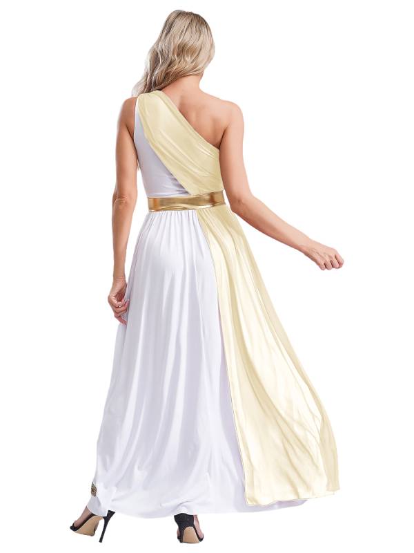 Women One Shoulder Chiffon Overlay Toga Greek Goddess Costume Dress thumb