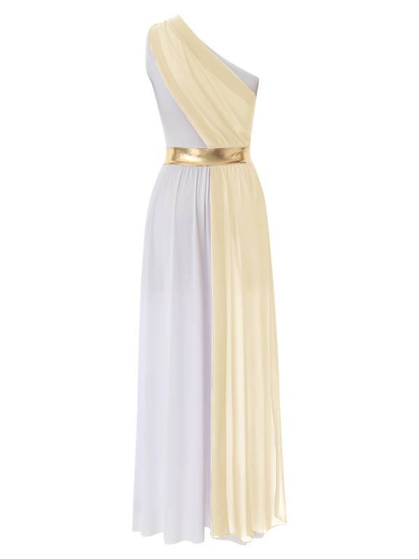 Women One Shoulder Chiffon Overlay Toga Greek Goddess Costume Dress thumb