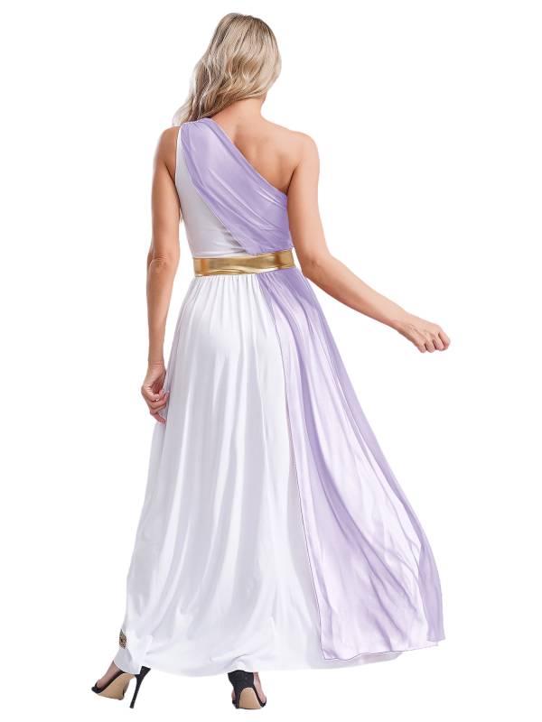 Women One Shoulder Chiffon Overlay Toga Greek Goddess Costume Dress thumb