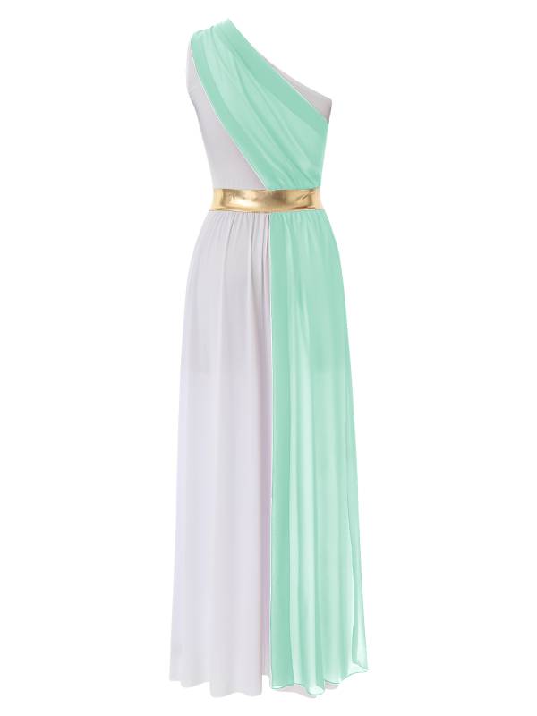 Women One Shoulder Chiffon Overlay Toga Greek Goddess Costume Dress thumb