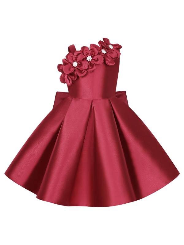 Toddler Girls Flower Girl Party Gown Sleeveless Applique Bowknot Dress thumb