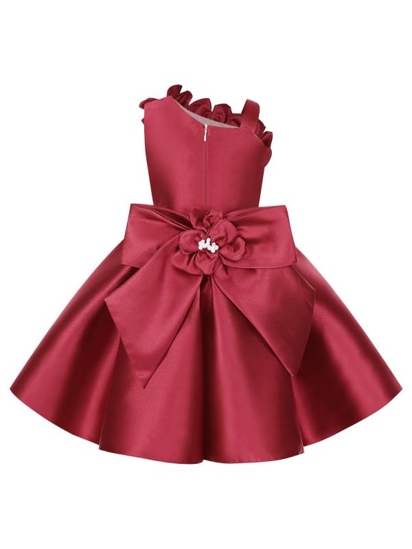 Toddler Girls Flower Girl Party Gown Sleeveless Applique Bowknot Dress thumb