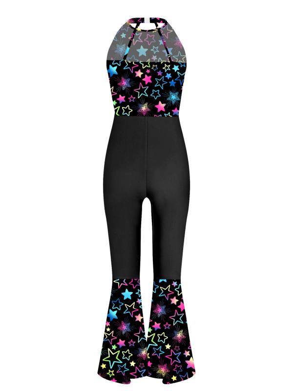 Kids Girls Halloween Sleeveless Bell Bottom 70s Disco Costume Jumpsuit thumb